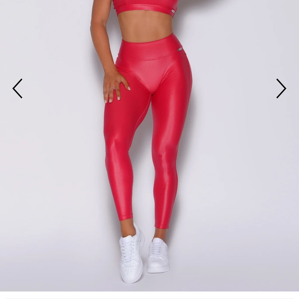 High-Waist Shiny Red Leggings